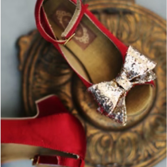 JoyFolie Kids size 2 Valeria short heels in red and gold - Picture 2 of 6